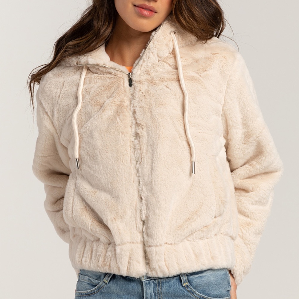 Faux Fur Zip-up Hoodie
